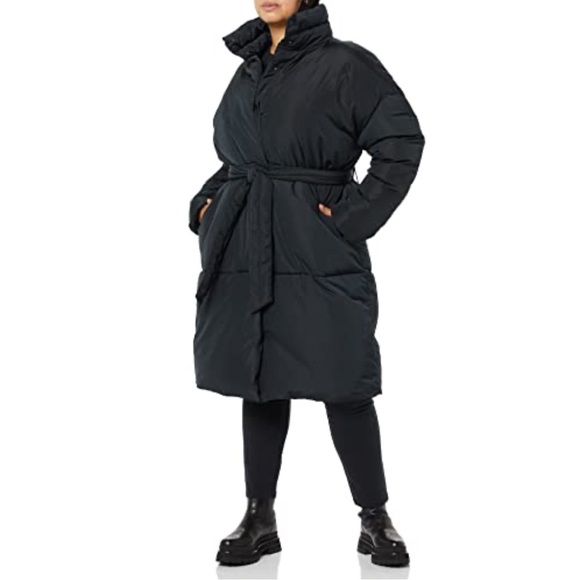 NEW| Women’s XL Daily Ritual Tie Waist Long Padded Belted Puffer Coat - Picture 5 of 5